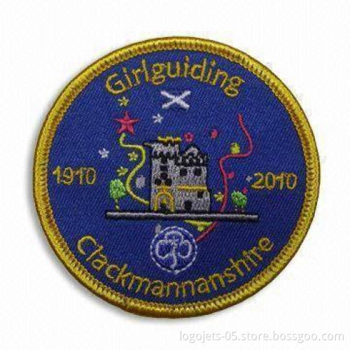 Embroidered Patches with Heat Cut Boarder and Self-adhesive Tape